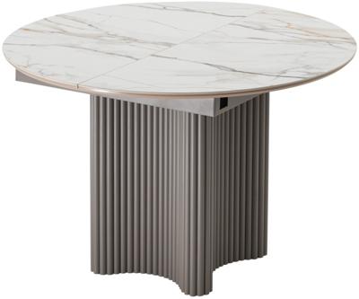 Стол М-СИТИ Стол АДАЖИО 115 КРУГЛЫЙ цвет МРАМОР (GILT WHITE), керамика / Латте каркас арт. 480M05951