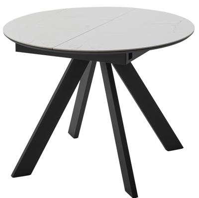 Стол М-СИТИ Стол БОНЖУР 100 цвет БЕЛЫЙ МРАМОР, керамика / ЧЕРНЫЙ каркас арт. 480M06037
