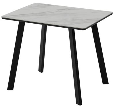 Стол М-СИТИ Стол ТИК ТАК 90  цвет Белый мрамор активный, керамика / Черный каркас арт. 480M06040