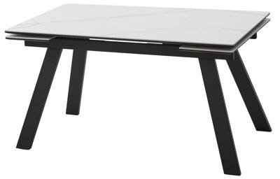 Стол М-СИТИ Стол МОРИС-2 140 цвет MATTE БЕЛЫЙ МРАМОР, керамика / Черный каркас арт. 480M06051