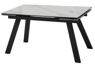 Стол М-СИТИ Стол МОРИС-2 140 цвет БЕЛЫЙ МРАМОР АКТИВНЫЙ, керамика / Черный каркас арт. 480M06052