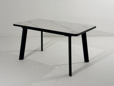 Стол М-СИТИ Стол НОРД 140 цвет Белый мрамор MATTE, керамика / Черный каркас арт. 480M06199