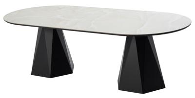 Стол М-СИТИ Стол ОРФЕЙ  240 нераскладной цвет ОНИКС (ONYX SABLE PULIDO), керамика / Черный каркас арт. 480M06152
