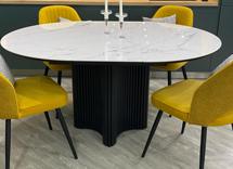 Стол М-СИТИ Стол АДАЖИО 115 КРУГЛЫЙ GILT WHITE, керамика / Латте каркас М-City арт. 480M05951
