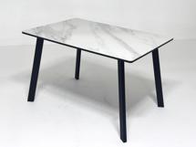 Стол М-СИТИ Стол ТИК ТАК 90  Белый мрамор активный, керамика / Черный каркас М-City арт. 480M06040