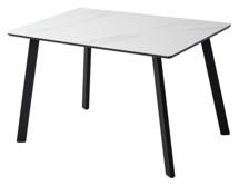 Стол М-СИТИ Стол ТИК ТАК 120  Белый мрамор MATTE, керамика / Черный каркас М-City арт. 480M06129