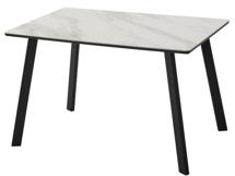 Стол М-СИТИ Стол ТИК ТАК 120  Белый мрамор активный, керамика / Черный каркас М-City арт. 480M06043