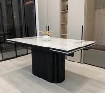 Стол М-СИТИ Стол АРИЯ 160 Белый мрамор MATTE, керамика / Черный каркас М-City арт. 480M06166