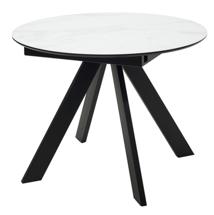 Стол М-СИТИ Стол БОНЖУР 100 БЕЛЫЙ МРАМОР, стекло, черная шагрень / ЧЕРНЫЙ каркас арт. 480M04964