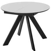 Стол М-СИТИ Стол БОНЖУР 100 цвет БЕЛЫЙ МРАМОР, керамика / ЧЕРНЫЙ каркас арт. 480M06037