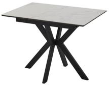 Стол М-СИТИ Стол КОМИЛЬФО МИНИ 100 цвет БЕЛЫЙ МРАМОР с прожилками латте, керамика / ЧЕРНЫЙ арт. 480M06054
