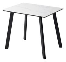 Стол М-СИТИ Стол ТИК ТАК 90  цвет Белый мрамор MATTE, керамика / Черный каркас арт. 480M06128