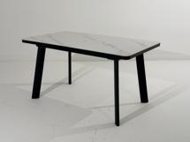 Стол М-СИТИ Стол НОРД 140 цвет Белый мрамор MATTE, керамика / Черный каркас арт. 480M06199