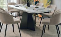 Стол М-СИТИ Стол САХАРА 180 цвет БЕЛЫЙ МРАМОР АКТИВНЫЙ , керамика / Черный каркас арт. 480M06202