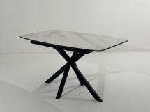 Стол М-СИТИ Стол АРИЗОНА 130 цвет БЕЛЫЙ МРАМОР АКТИВНЫЙ, керамика / Черный каркас арт. 480M06207