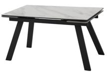 Стол М-СИТИ Стол МОРИС-2 140 цвет БЕЛЫЙ МРАМОР АКТИВНЫЙ, керамика / Черный каркас арт. 480M06052