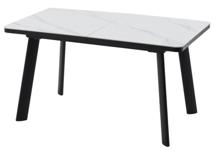 Стол М-СИТИ Стол НОРД 140 цвет Белый мрамор MATTE, керамика / Черный каркас арт. 480M06199