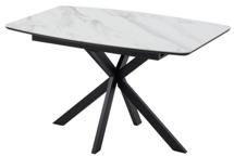 Стол М-СИТИ Стол АРИЗОНА 130 цвет БЕЛЫЙ МРАМОР АКТИВНЫЙ, керамика / Черный каркас арт. 480M06207