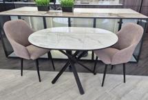 Стол М-СИТИ Стол СТЮАРТ D90 цвет ОНИКС, керамика / Черный каркас арт. 480M06329