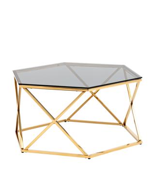 Стол Stool Group Журнальный столик Круз 93*80 стекло smoke сталь золото арт. УТ000036338