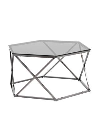 Стол Stool Group Журнальный столик Круз 93*80 стекло smoke сталь темный хром арт. УТ000036337