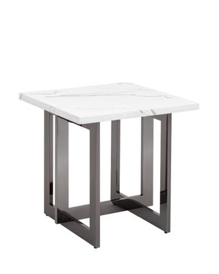 Стол Stool Group Журнальный столик Нэйтан 61*61 белый мрамор сталь темный хром арт. УТ000036330