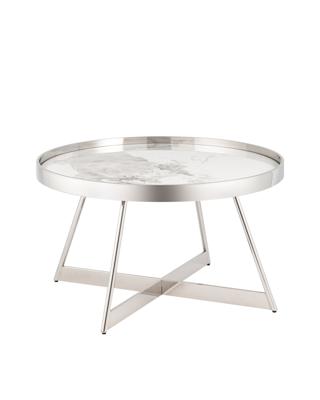 Стол Stool Group Журнальный столик Гера 80*80см белая керамика сталь серебро арт. УТ000039403