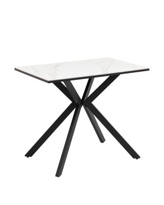 Стол Stool Group Стол Мармер мини нераскладной 90х60х75 см, столешница SNOW WHITE, подстолье металл черный арт. УТ000042615