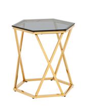 Стол Stool Group Журнальный столик Круз 48*42 стекло smoke сталь золото арт. УТ000036340