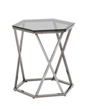 Стол Stool Group Журнальный столик Круз 48*42 стекло smoke сталь темный хром арт. УТ000036339