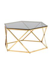 Стол Stool Group Журнальный столик Круз 93*80 стекло smoke сталь золото арт. УТ000036338