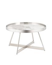 Стол Stool Group Журнальный столик Гера 80*80см белая керамика сталь серебро арт. УТ000039403