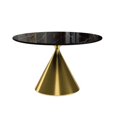 Стол Top concept Стол круглый AXIS 120, керамика глянцевая, черная / опора золото арт. 24492
