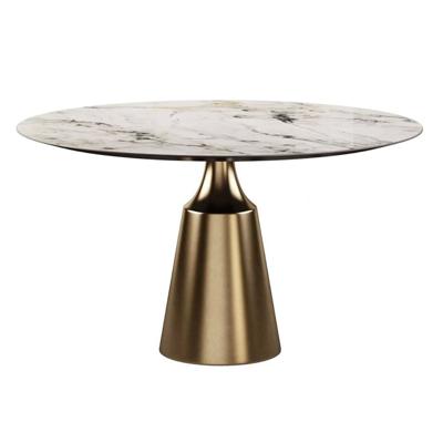 Стол Top concept Стол круглый Lucas 120, керамика глянцевая, белая / опора золото арт. 22747