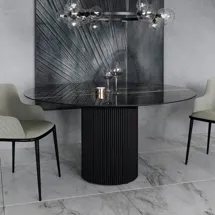 Стол Top concept Стол раскладной круглый Nolan 120+40, керамика глянцевая, черная арт. 21005