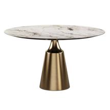 Стол Top concept Стол круглый Lucas 120, керамика глянцевая, белая / опора золото арт. 22747
