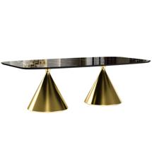 Стол Top concept Стол овальный Аксис 200, керамика глянцевая, черная / опора золото арт. 24497