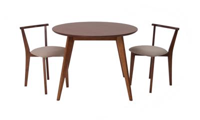 Стол ZiP-mebel Стол Сканди К 90 орех со стульями Франк орех велюр бежевый арт. F004115W00X2R101706W02