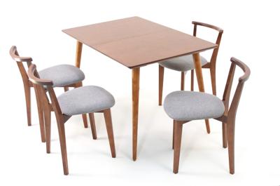 Стол ZiP-mebel Стол Монте 120 орех со стульями Франк Орех рогожка серый арт. F514135W00X4R101706W01