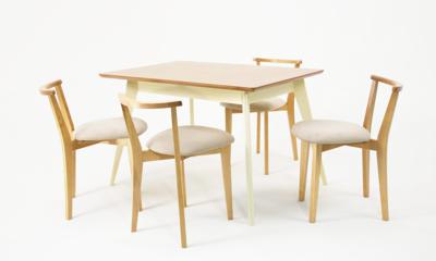 Стол ZiP-mebel Стол Сканди 120 слоновая кость/натур со стульями Франк натур велюр бежевый арт. F514104SUNX4R101707N02