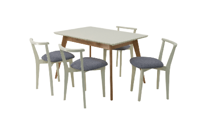 Стол ZiP-mebel Стол Сканди 120 натур/слоновая кость со стульями Франк слоновая кость рогожка серый арт. F514102NUSX4R101709S01