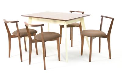 Стол ZiP-mebel Стол Сканди 120 слоновая кость/орех со стульями Франк орех велюр коричневый арт. F514103SUWX4R101709W04