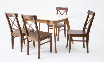 Стол ZiP-mebel Стол Сканди 120 орех/слоновая кость со стульями Ингольф орех арт. F514101WUSX4R100742W00