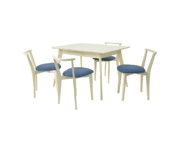 Стол ZiP-mebel Стол Сканди 120 слоновая кость со стульями Франк слоновая кость рогожка синий арт. F514100S00X4R100709S03