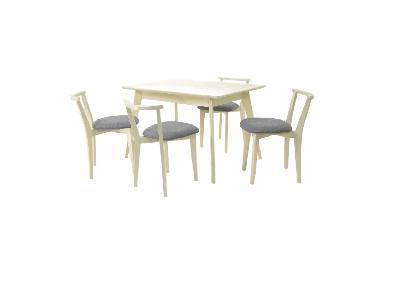 Стол ZiP-mebel Стол Сканди 120 слоновая кость со стульями Франк слоновая кость рогожка серый арт. F514100S00X4R100709S01