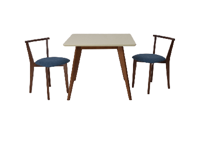 Стол ZiP-mebel Стол Сканди М 100 орех/слоновая кость со стульями Франк орех рогожка синий арт. F404110WUSX2R101709W03
