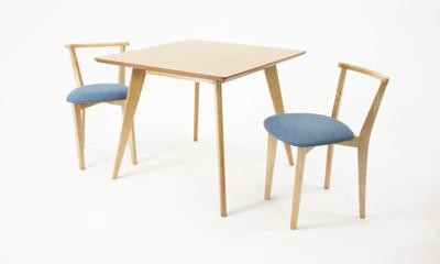 Стол ZiP-mebel Стол Сканди М 100 натур со стульями Франк натур рогожка синий арт. F404115N00X2R101708N03