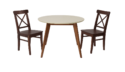 Стол ZiP-mebel Стол Сканди К 100 орех/слоновая кость со стульями Ингольф орех арт. F004101WUSX2R100742W00