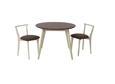 Стол ZiP-mebel Стол Сканди К 100 слоновая кость/орех со стульями Франк слоновая кость велюр коричневый арт. F004103SUWX2R101709S04