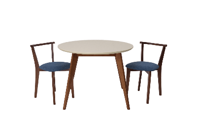 Стол ZiP-mebel Стол Сканди К 100 орех/слоновая кость со стульями Франк орех рогожка синий арт. F004101WUSX2R101709W03
